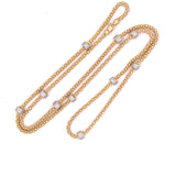 Sterling Silver 18ct Gold 90cm Italian Chain with CZ Rondels