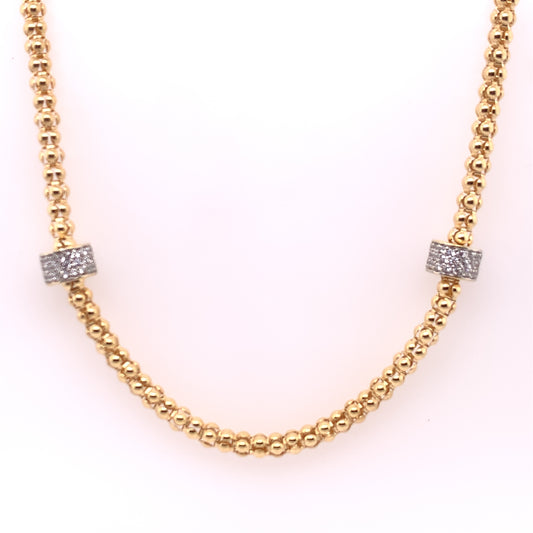 Sterling Silver 18ct Gold 90cm Italian Chain with CZ Rondels