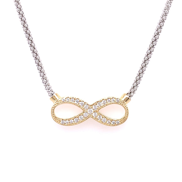 Sterling Silver 18ct Gold CZ Infinity Necklet