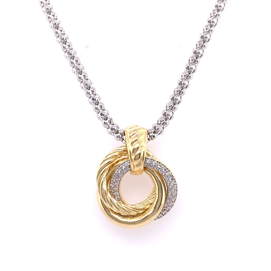 Sterling Silver 18ct Gold Italian Three Circle Pendant