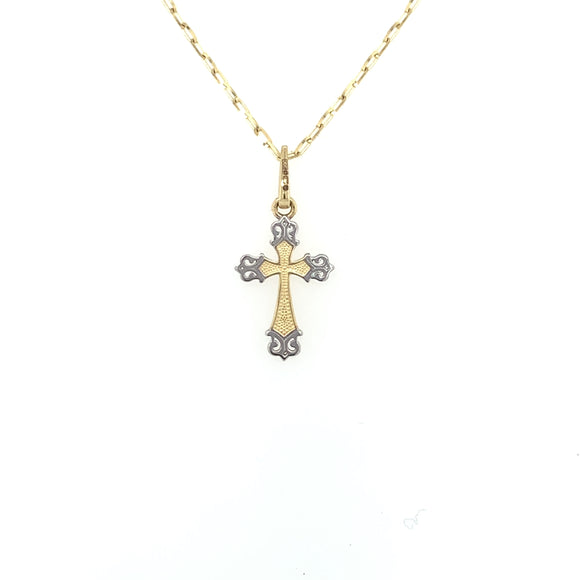 9ct Gold Dainty Two-tone 14mm Cross GP751