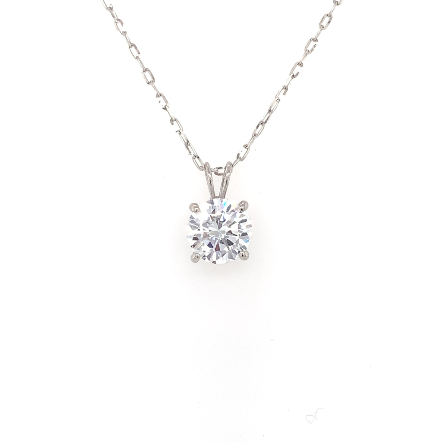 9ct White Gold 7mm CZ Solitaire Pendant