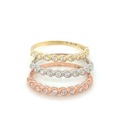 9ct Gold Set of 3 CZ Stacking Rings GRA090