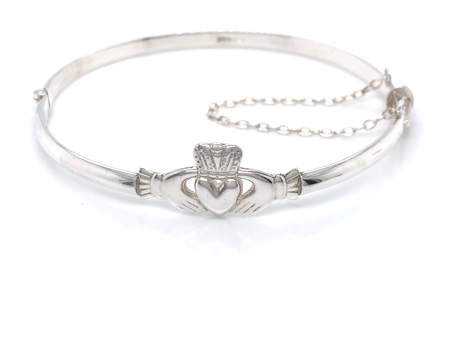 Sterling Silver 3.5mm Claddagh Bangle