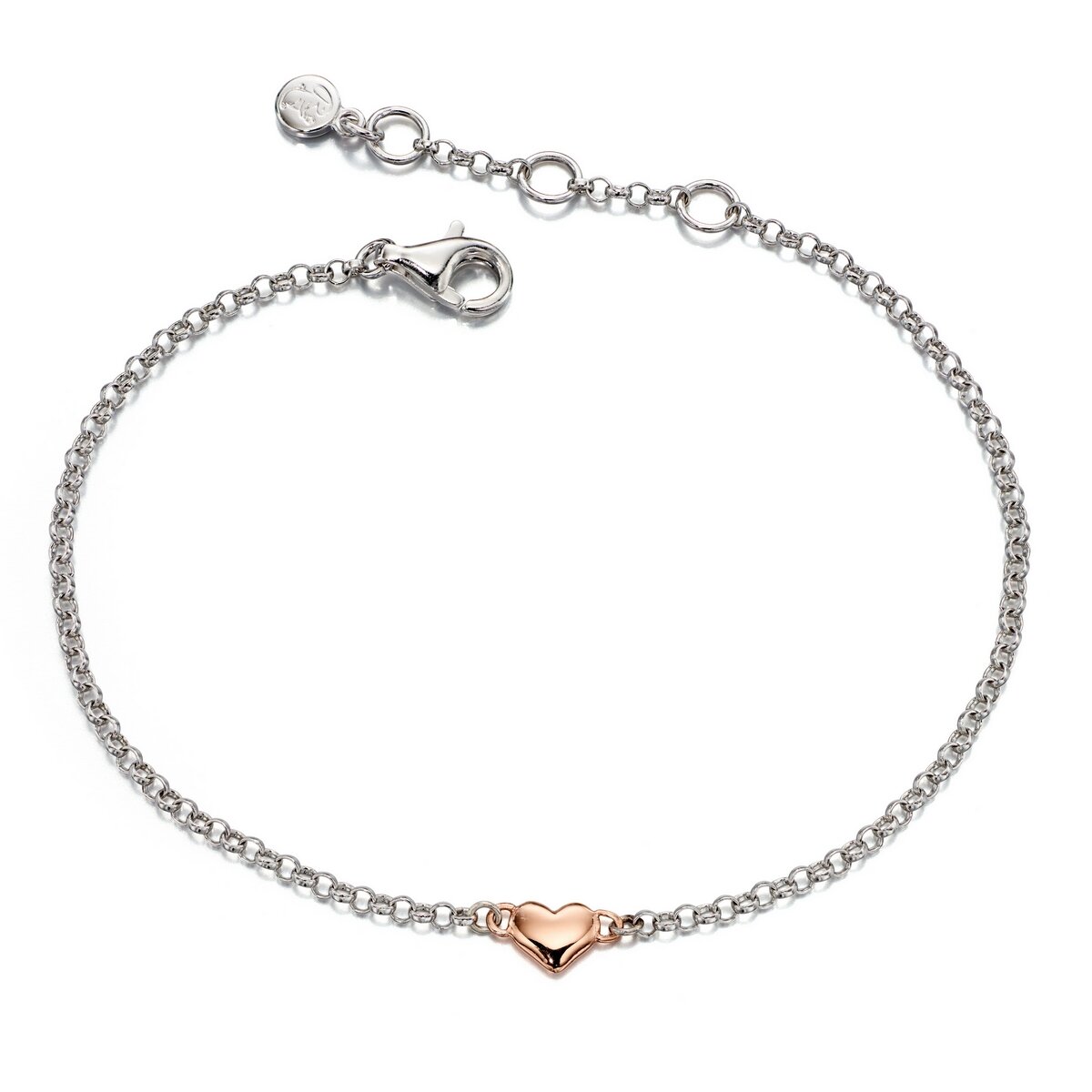 Little Star Silver Georgiana Rose Gold Plated Small Heart Bracelet LSB0060