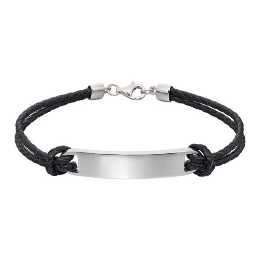 Little Star Silver Reece Boys Leather ID tag bracelet LSB0347