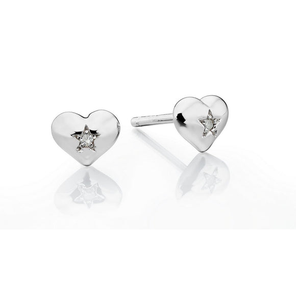Silver Little Star Suri Diamond Heart Stud Earring LSE0031