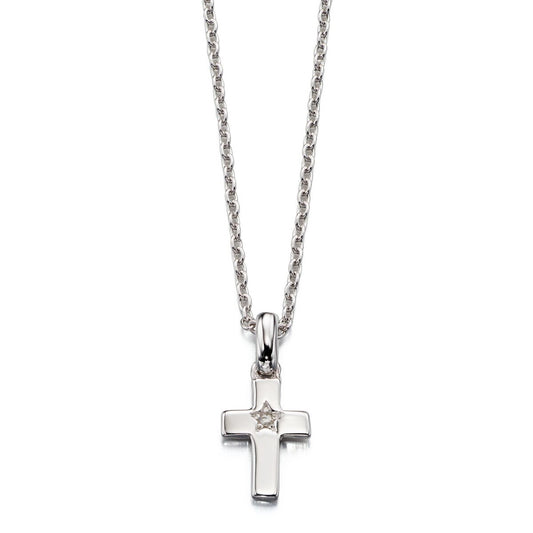 Little Star Silver Grace Diamond Cross Pendant LSN0011