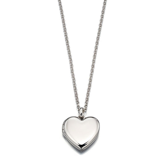 Little Star Silver Olivia Plain Medium Heart Locket LSN0023