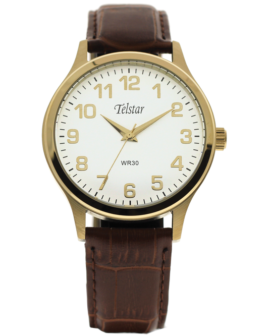 Telstar Men's Gold Brown Strap Watch M1035 LYW