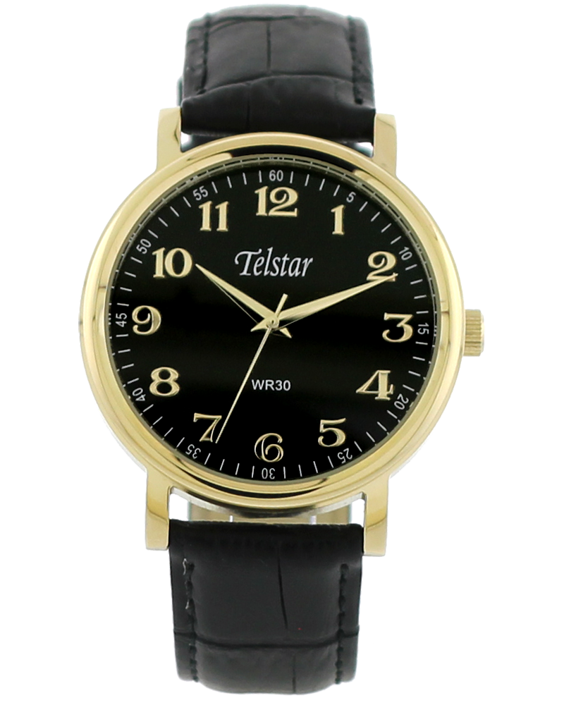 Telstar Men's Gold Black Strap Watch