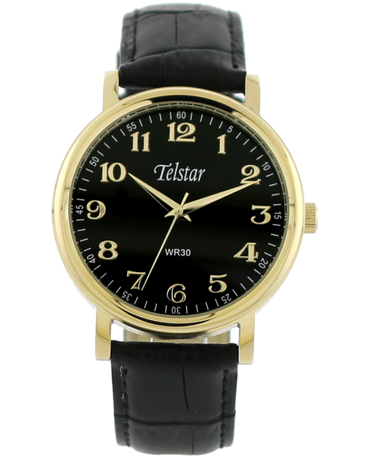 Telstar Men's Gold Black Strap Watch
