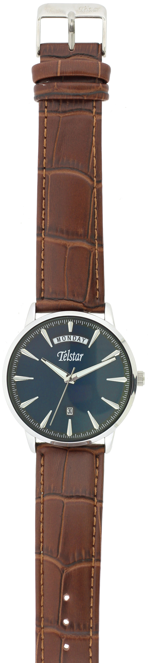 Telstar Men's Steel Blue Brown Strap Watch