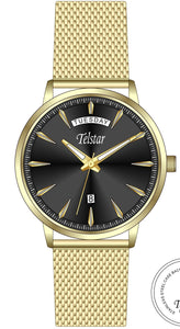 Telstar Men's Gold Black Mesh Watch