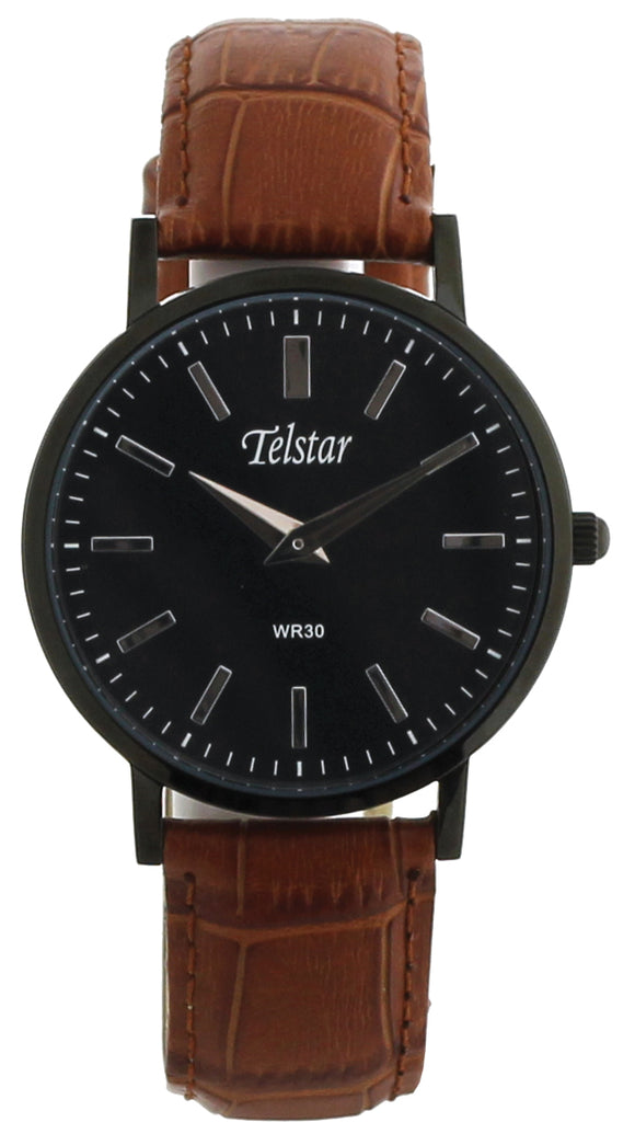 Telstar Men's Black Brown Strap Watch