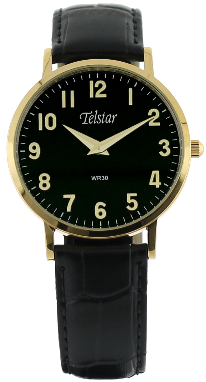 Telstar Men's Gold Black Strap Watch