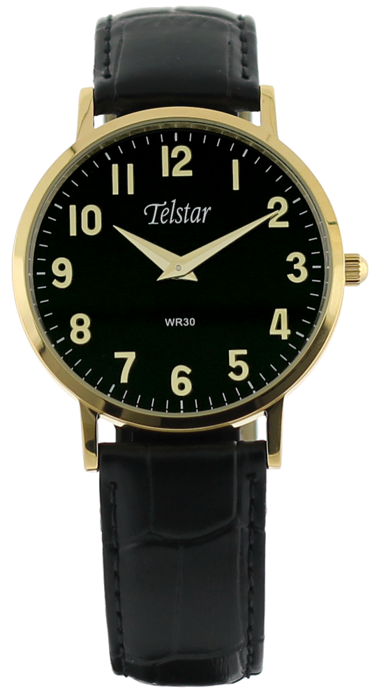 Telstar Men's Gold Black Strap Watch