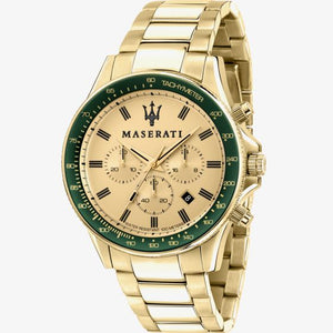 Maserati Mens Sfida 44mm Gold Plated Chronograph Watch
