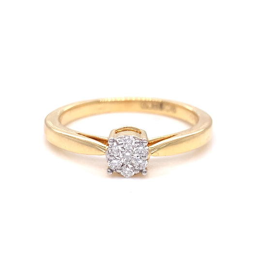 18ct Yellow Gold Diamond Halo Ring