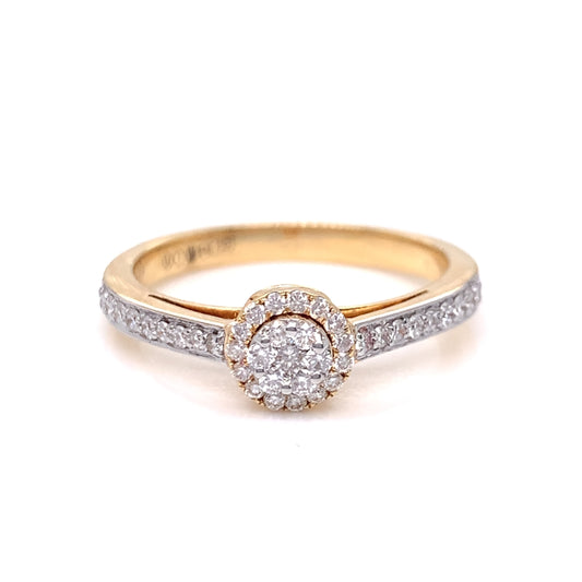 18ct Yellow Gold Diamond 0.28ct Halo Ring