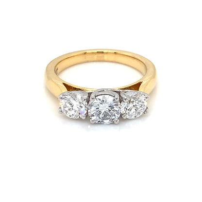 18ct Yellow Gold Lab Grown Diamond 1.45ct Trilogy Ring