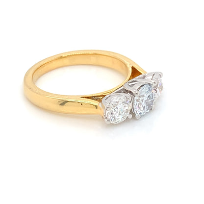 18ct Yellow Gold Lab Grown Diamond 1.45ct Trilogy Ring