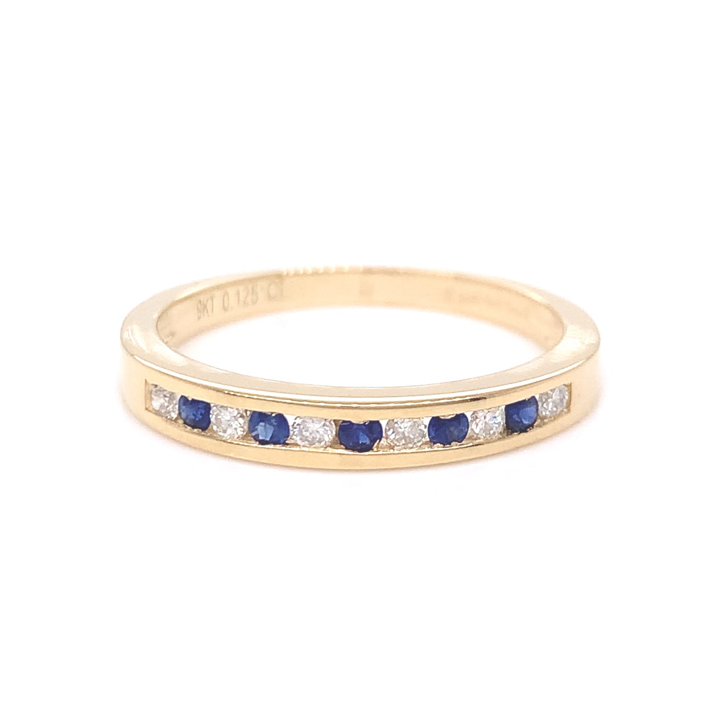 9ct Gold Sapphire & Diamond Channel Eternity Ring GRS206