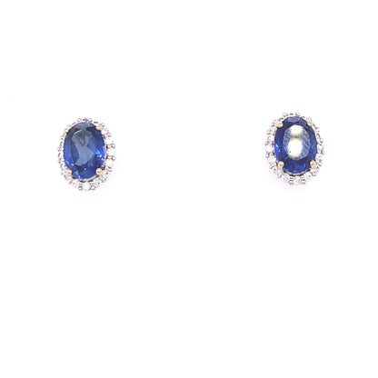 9ct Gold Sapphire CZ Oval Halo Earrings GES104