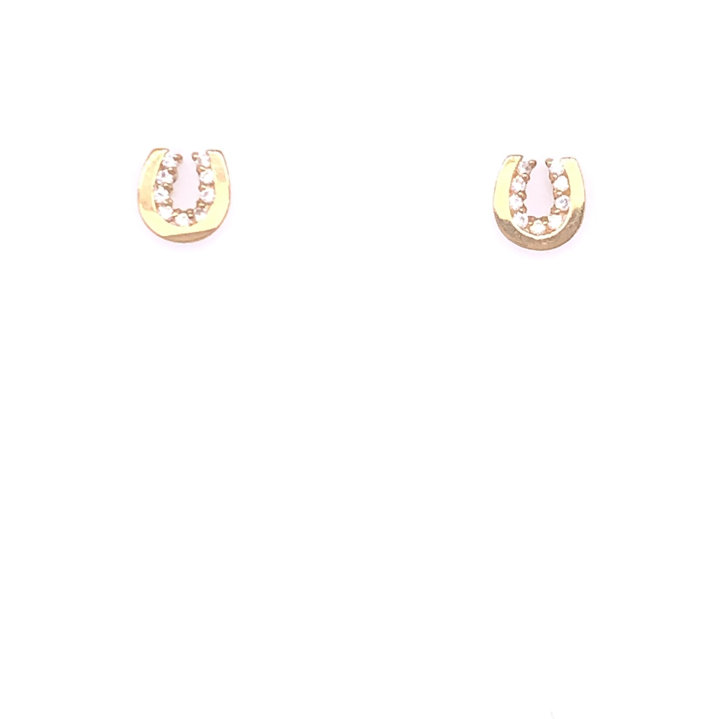 9ct Gold Horseshoe CZ Stud Earrings