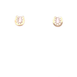 9ct Gold Horseshoe CZ Stud Earrings