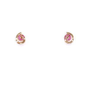 9ct Gold Ruby Loop Stud Earrings