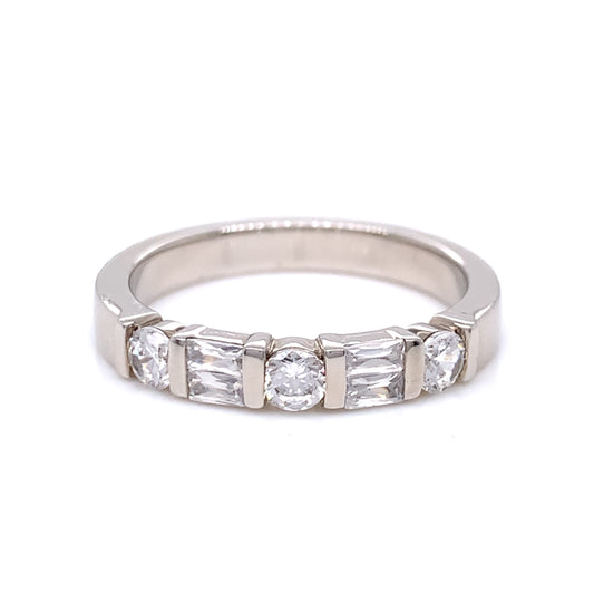 Sterling Silver 3mm CZ Band Ring SR04