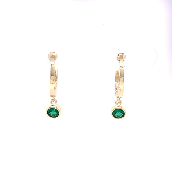 9ct Gold Synthetic Emerald Earrings
