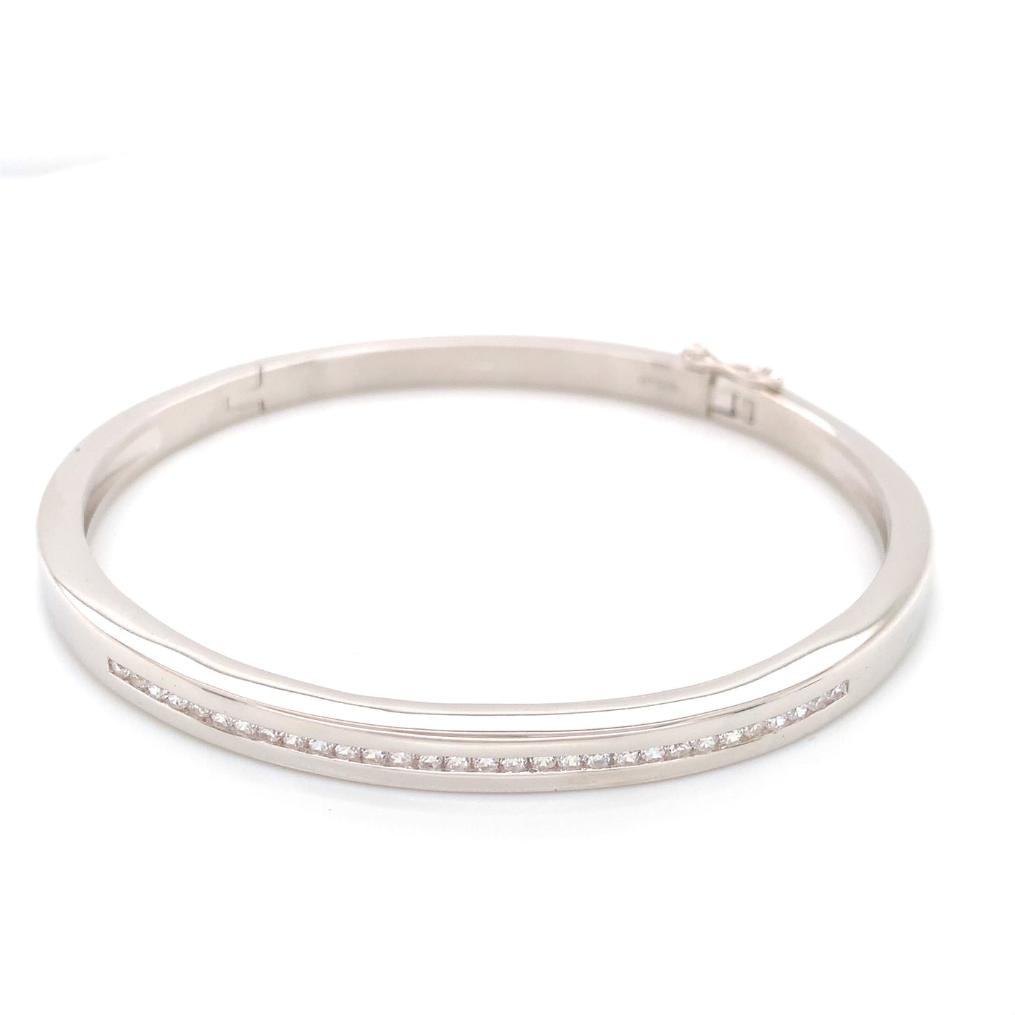 Silver Zirconia Channel Set Bangle