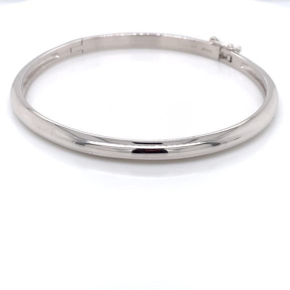 Silver 4.5mm D-Shape Solid Bangle