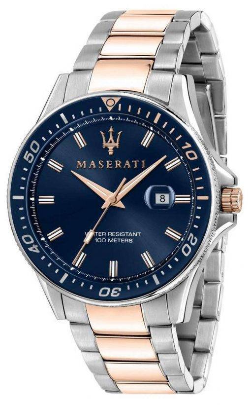 Maserati Mens Sfida 44mm Two Tone Blue Dial Watch R8853140003