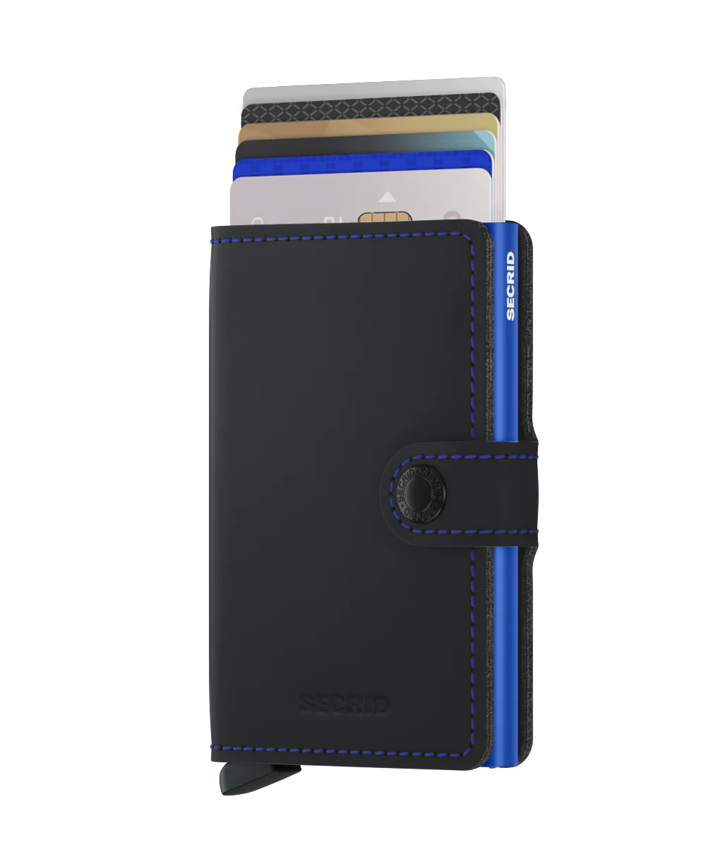 Secrid Miniwallet Matte  Black & Blue Leather