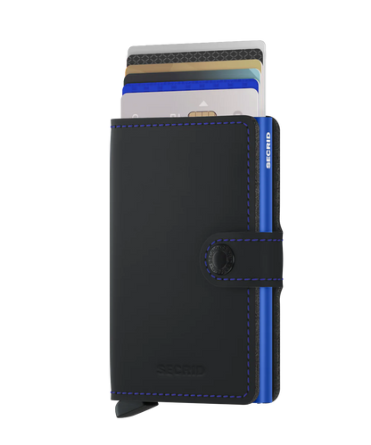 Secrid Miniwallet Matte  Black & Blue Leather