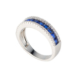 Sterling Silver Sapphire CZ Princess Cut Ring