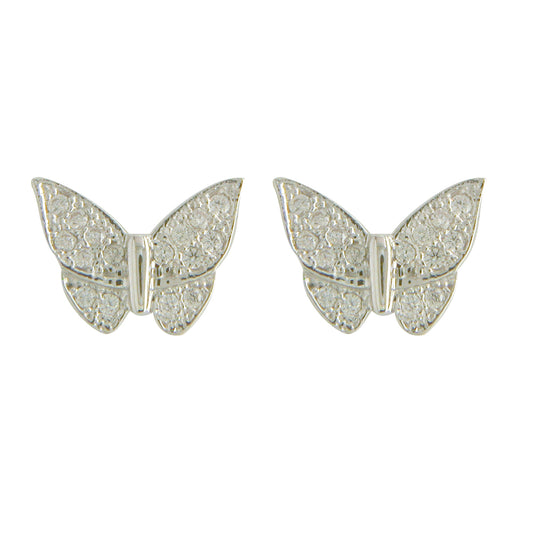 Sterling Silver CZ Butterfly Stud Earrings N3302
