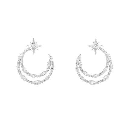 Sterling Silver CZ Shooting Star Earrings