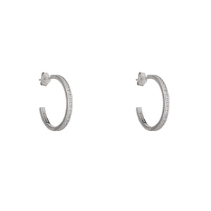 Sterling Silver 20mm CZ Channel Set Hoop Earrings
