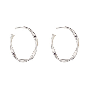 Sterling Silver 35mm Round Twist Hoop Earrings