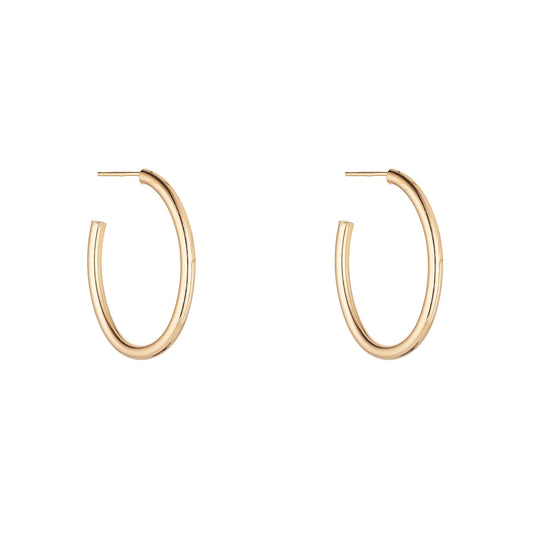 Sterling Silver 18ct Gold 35mm Oval Hoop Earrings