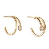 Sterling Silver 18ct Gold CZ Double  Hoop Earrings