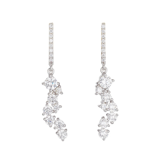 Sterling Silver CZ Multi Stone Drop Earrings