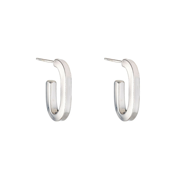 Sterling Silver Chunky Oval Hoop Earrings
