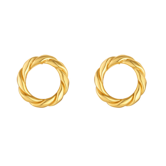 Sterling Silver 18ct Gold Twisted Circle Stud Earrings