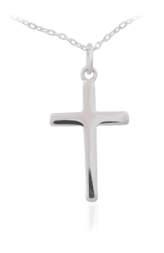 Sterling Silver Plain Narrow Medium Cross N4074