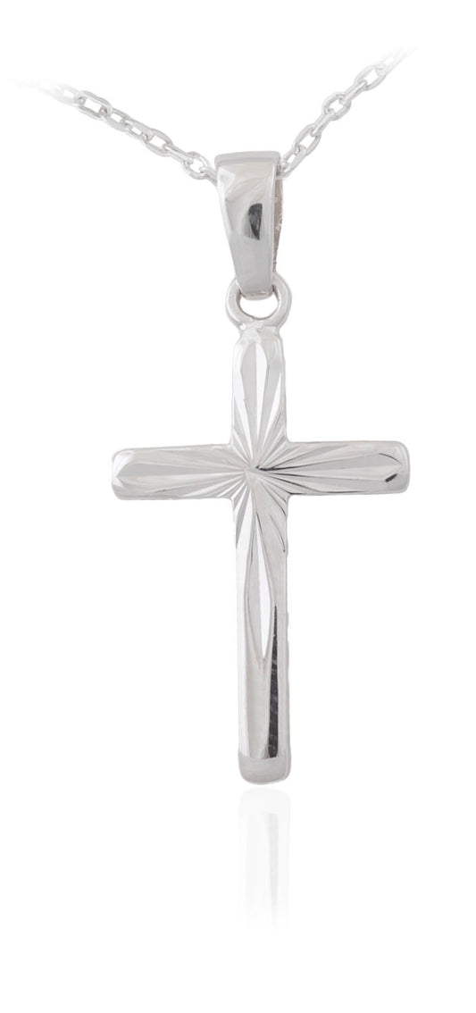 Sterling Silver Small Polished Fancy Edge Cross N4075